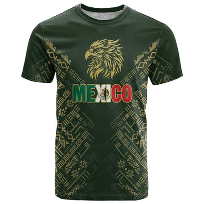 Custom Mexico Football T-Shirt Aztec Pattern Eagle Graphic Tee