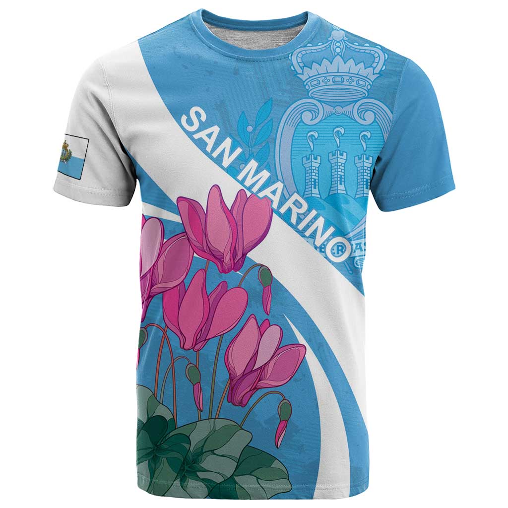 Personalized San Marino T-Shirt Libertas Cyclamen Flowers Graphic Tee