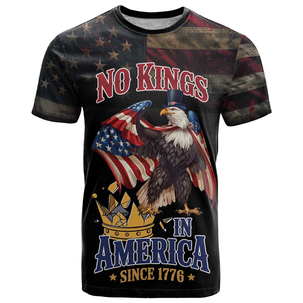 No Kings In America Since 1776 T-Shirt Eagle Crushing Crown Graphic Tee
