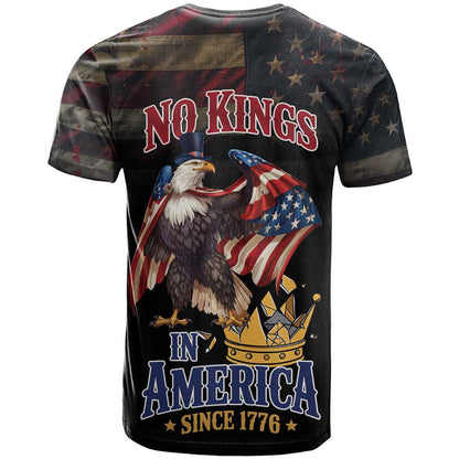 No Kings In America Since 1776 T-Shirt Eagle Crushing Crown Graphic Tee