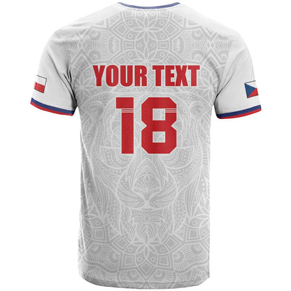 Custom Czech Republic Football White Version T-Shirt Go Champion Sporty Style Graphic Tee