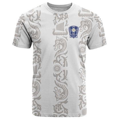 Custom York Minstrel Spirit T-Shirt Norse Viking Pattern White Version Graphic Tee