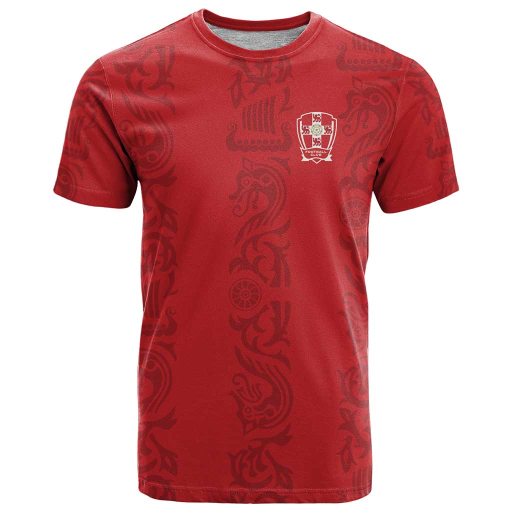 Custom York Minstrel Spirit T-Shirt Norse Viking Pattern Red Version Graphic Tee