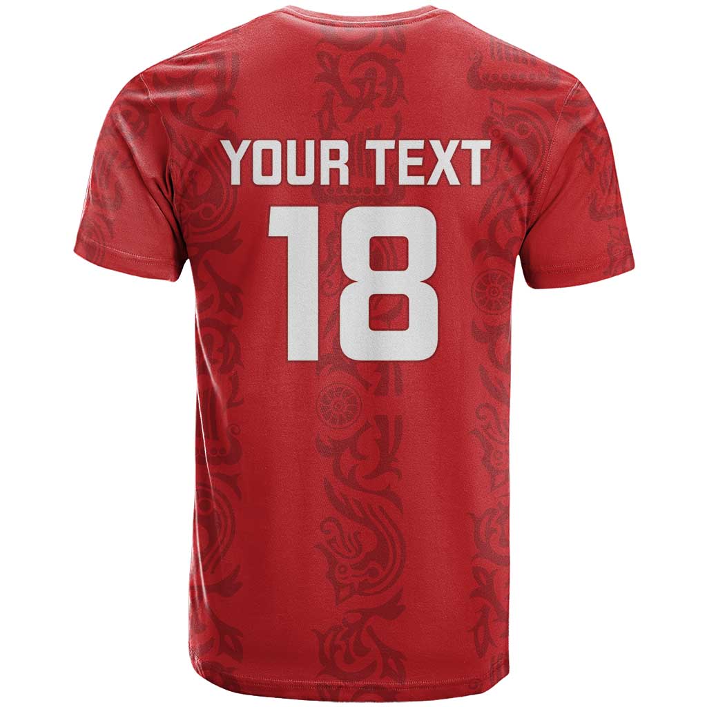 Custom York Minstrel Spirit T-Shirt Norse Viking Pattern Red Version Graphic Tee