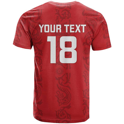 Custom York Minstrel Spirit T-Shirt Norse Viking Pattern Red Version Graphic Tee