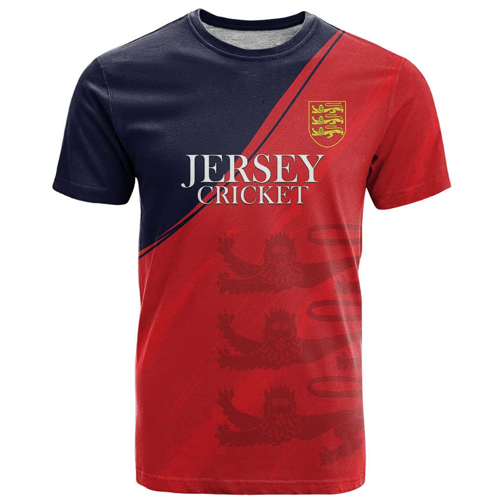 Custom Bailiwick of Jersey Cricket T-Shirt Jer Lions Champion Red Version Graphic Tee