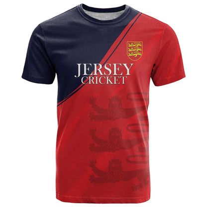 Custom Bailiwick of Jersey Cricket T-Shirt Jer Lions Champion Red Version Graphic Tee
