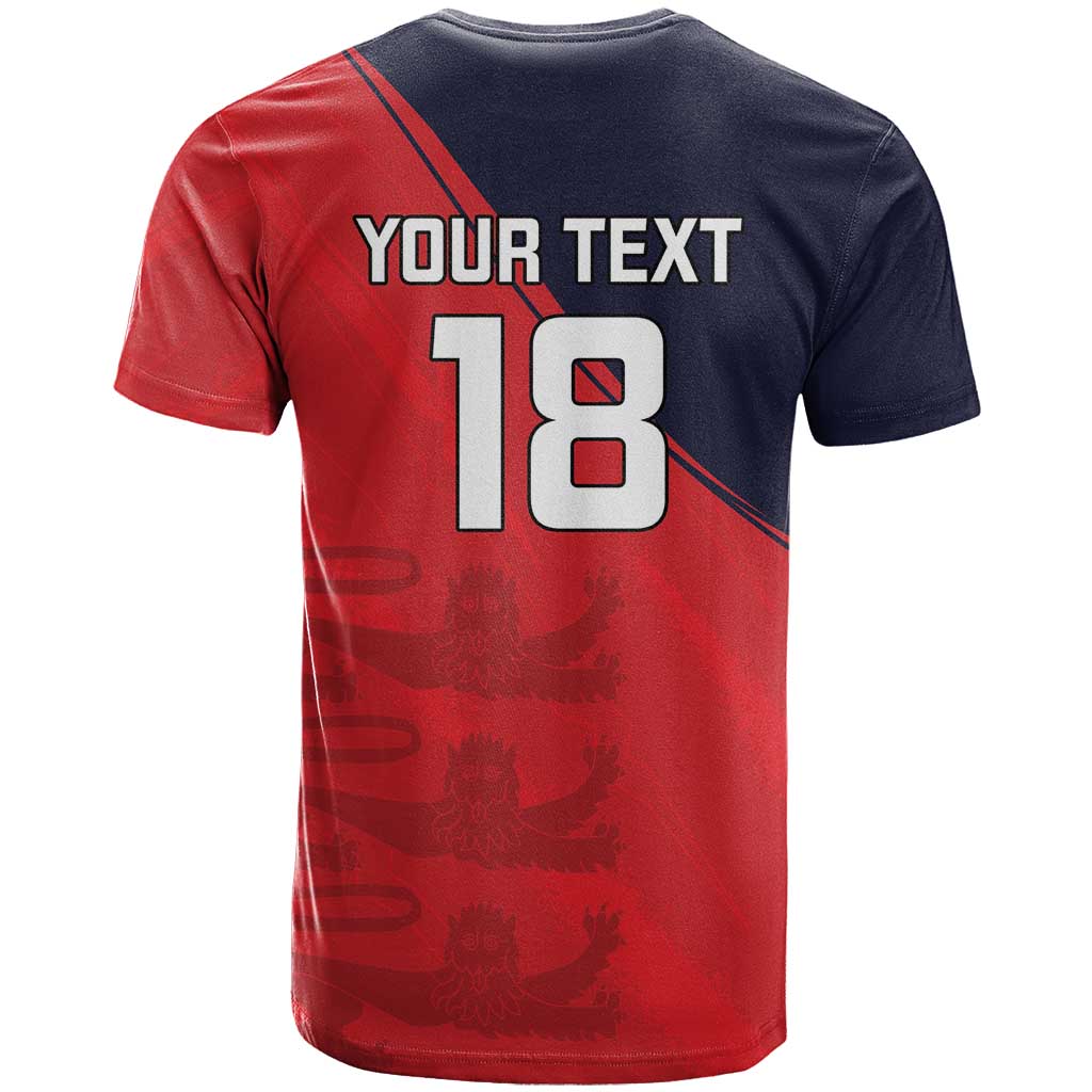 Custom Bailiwick of Jersey Cricket T-Shirt Jer Lions Champion Red Version Graphic Tee