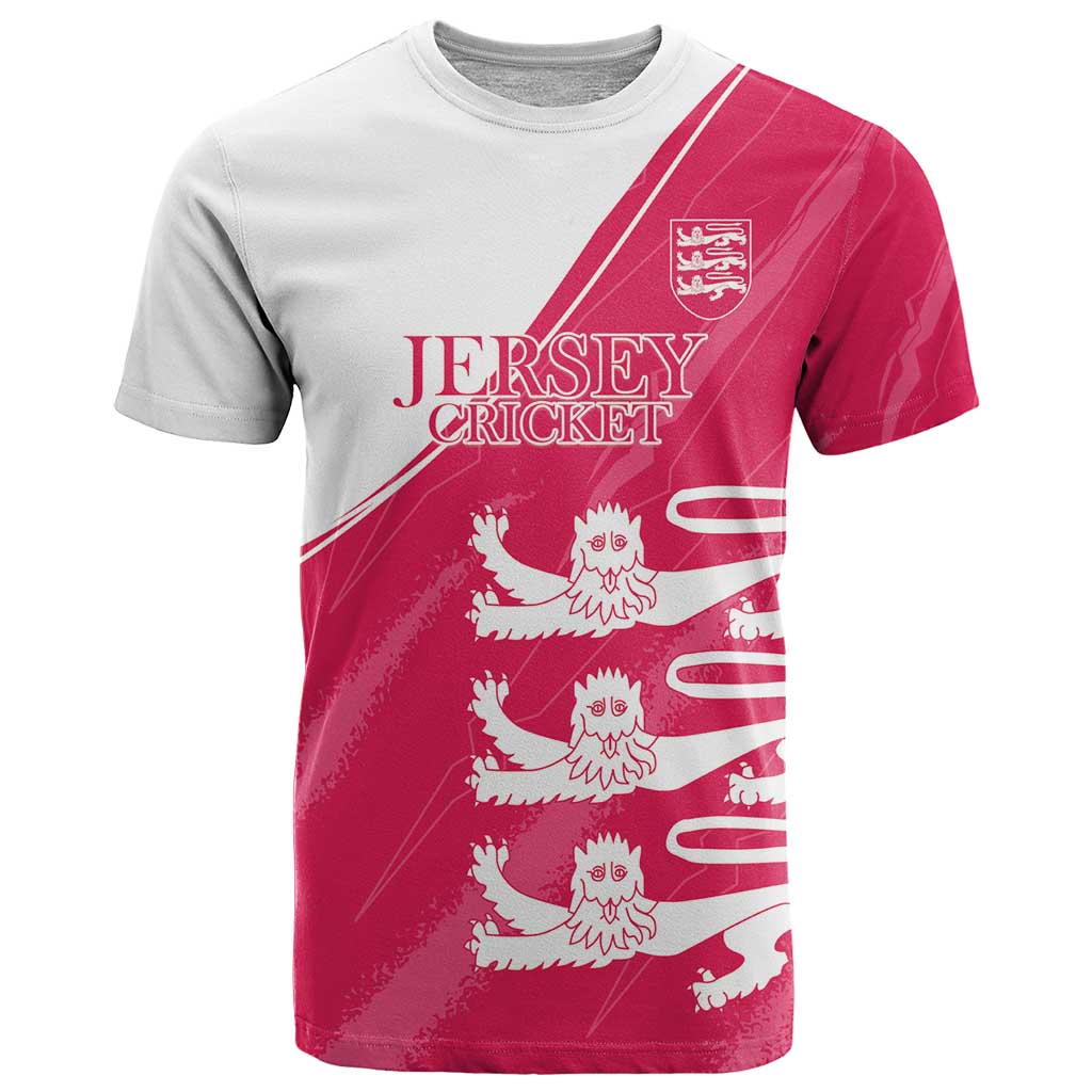 Custom Bailiwick of Jersey Cricket T-Shirt Jer Lions Champion Pink Version Graphic Tee