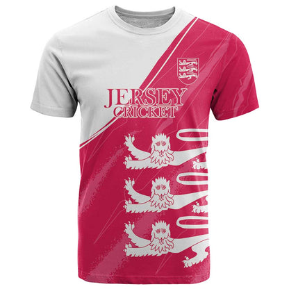 Custom Bailiwick of Jersey Cricket T-Shirt Jer Lions Champion Pink Version Graphic Tee