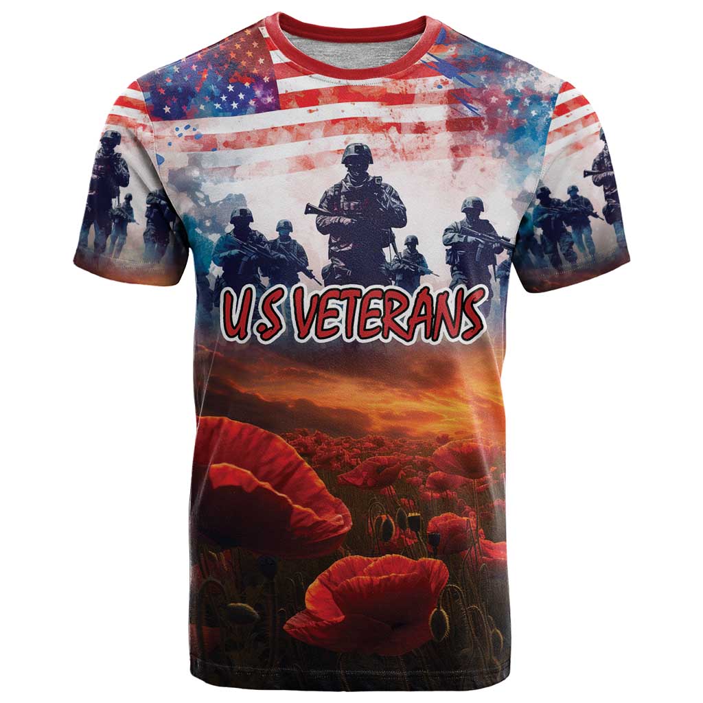 USA Veterans Day T-Shirt All Gave Some With Poppy Patterns Graphic Tee