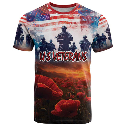 USA Veterans Day T-Shirt All Gave Some With Poppy Patterns Graphic Tee
