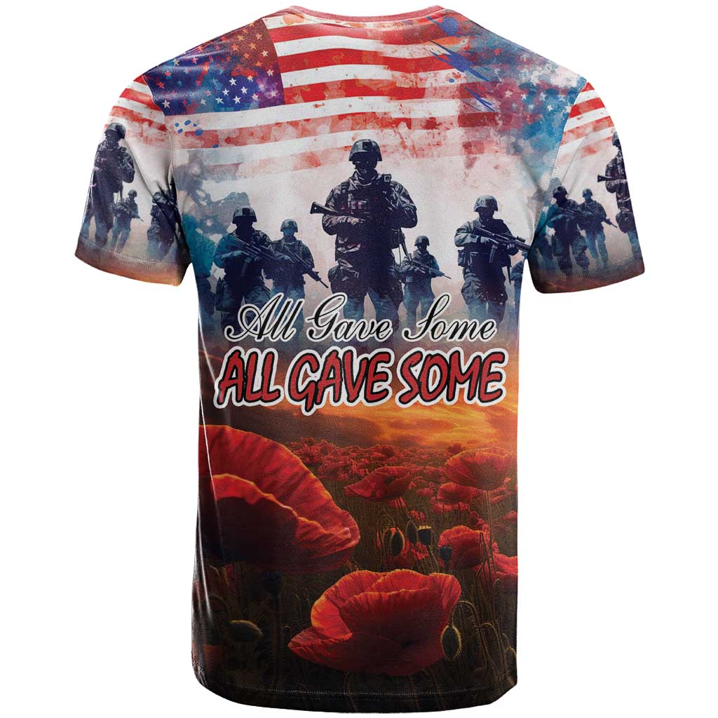 USA Veterans Day T-Shirt All Gave Some With Poppy Patterns Graphic Tee