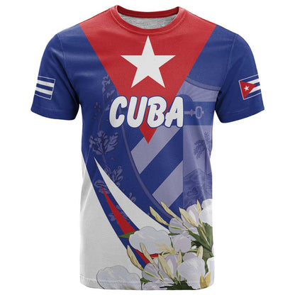 Personalized Cuba Hedychium Coronarium T-Shirt With Coat Of Arms Graphic Tee