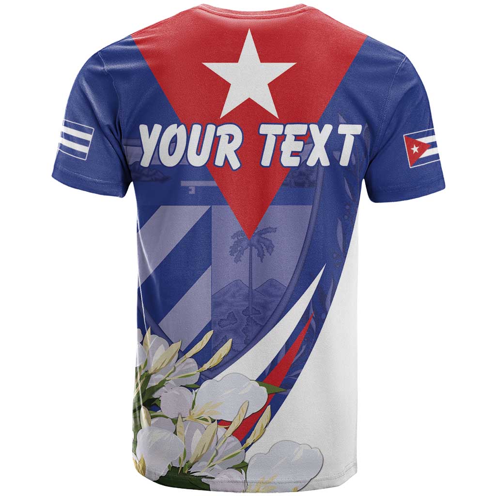 Personalized Cuba Hedychium Coronarium T-Shirt With Coat Of Arms Graphic Tee