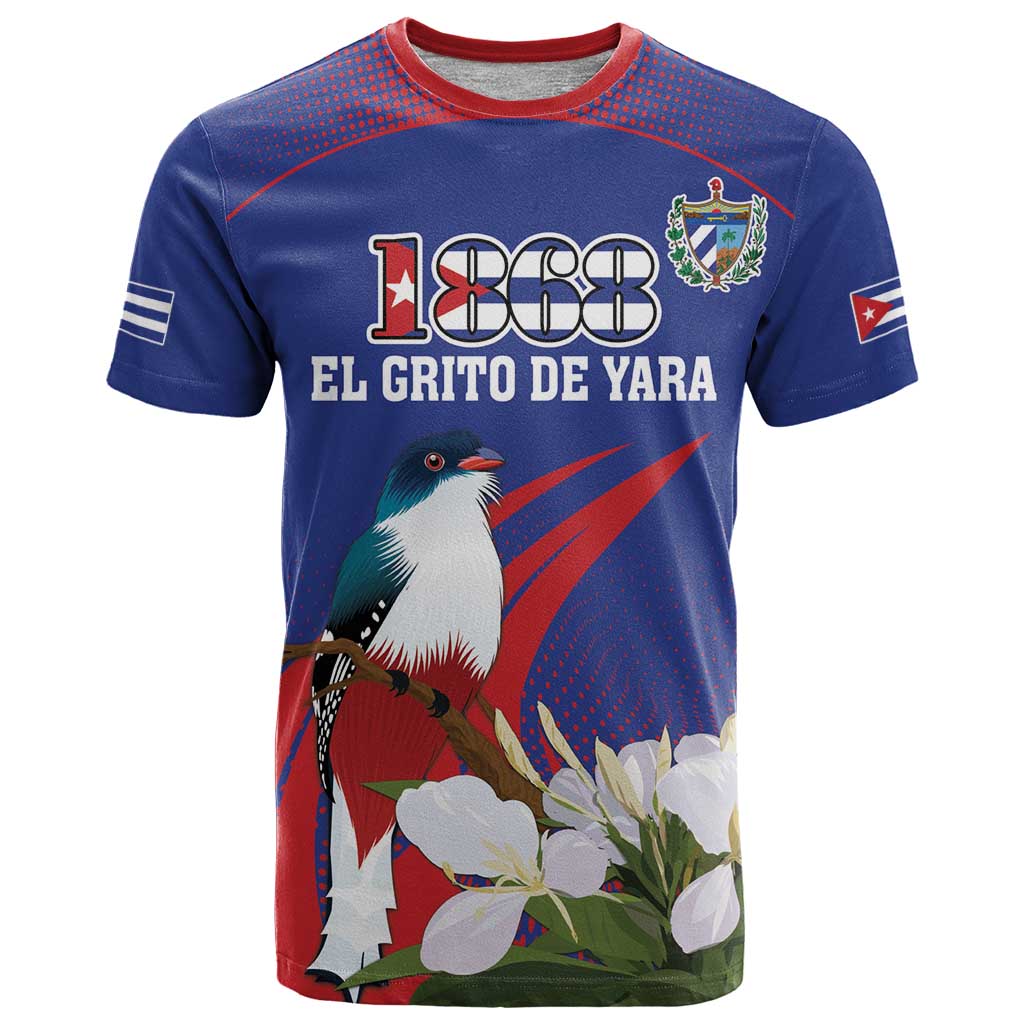 Custom Cuba Independence Day 1868 T-Shirt Tocororo With White Mariposa Graphic Tee