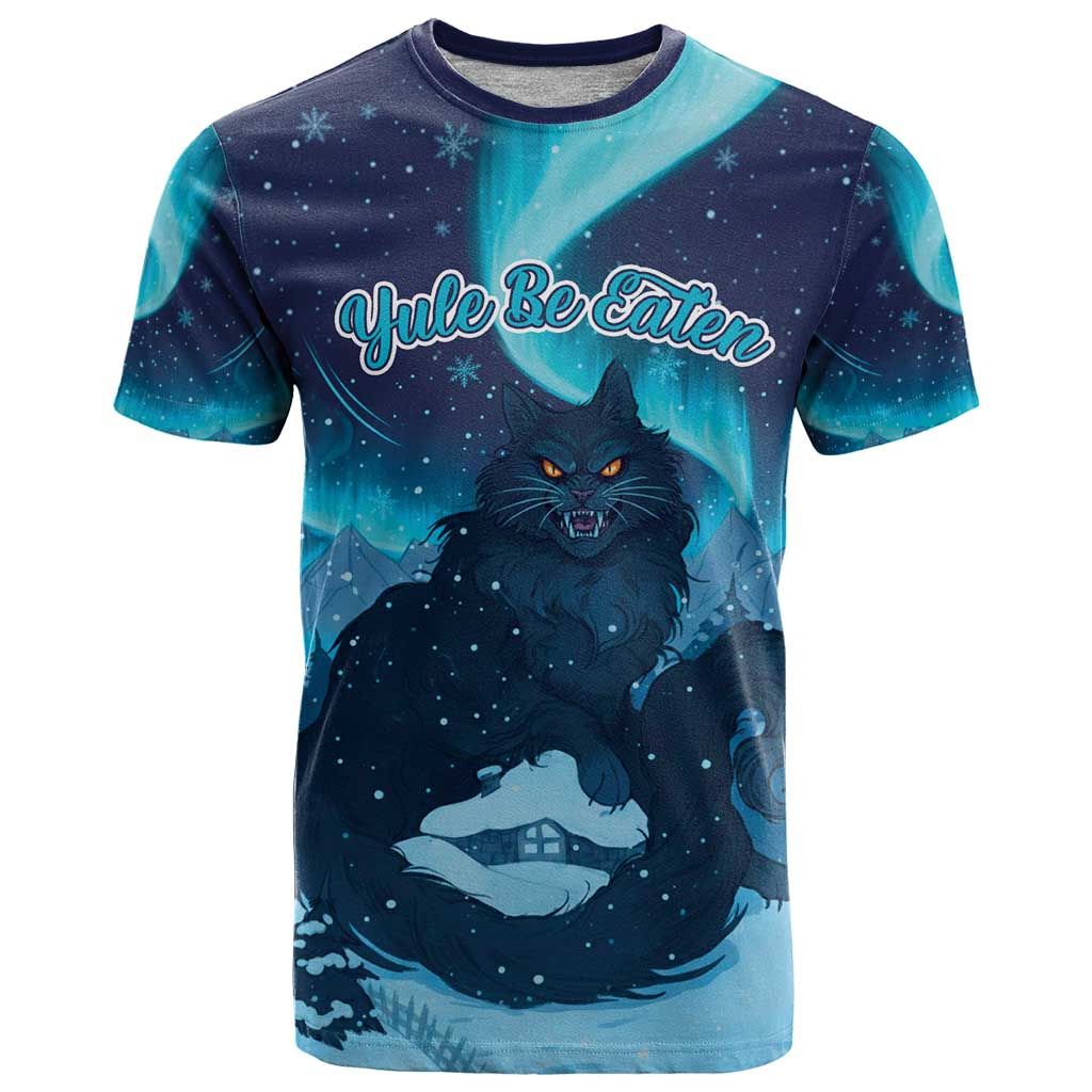 Yule Be Eaten Personalized T-Shirt Christmas Cat Jolakotturinn Icelandic Graphic Tee