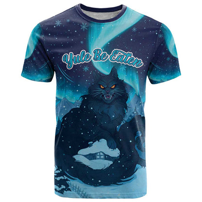 Yule Be Eaten Personalized T-Shirt Christmas Cat Jolakotturinn Icelandic Graphic Tee