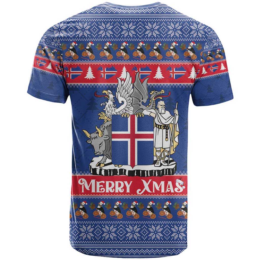 Iceland Christmas T-Shirt Coat Of Arms Christmas Pattern Graphic Tee