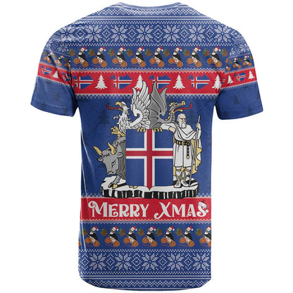 Iceland Christmas T-Shirt Coat Of Arms Christmas Pattern Graphic Tee