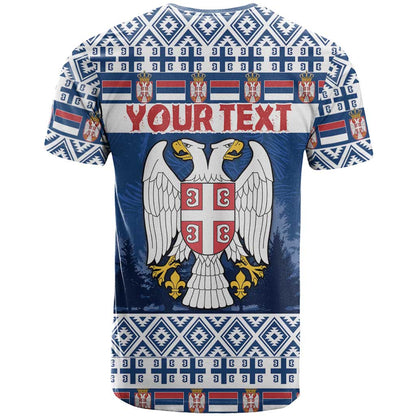 Personalized Serbia Christmas T-Shirt Coat Of Arms - Blue Version Graphic Tee