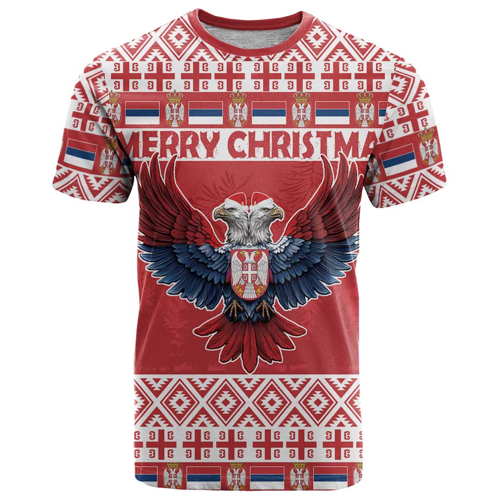 Personalized Serbia Christmas T-Shirt Double-Headed Eagle - Red Version Graphic Tee