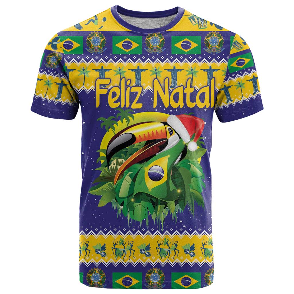 Personalized Brazil Christmas T-Shirt Toco Toucan with Brazil Flag Graphic Tee