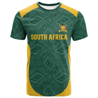 Custom South Africa Soccer T-Shirt Bafana Bafana Spirit African Pattern Graphic Tee