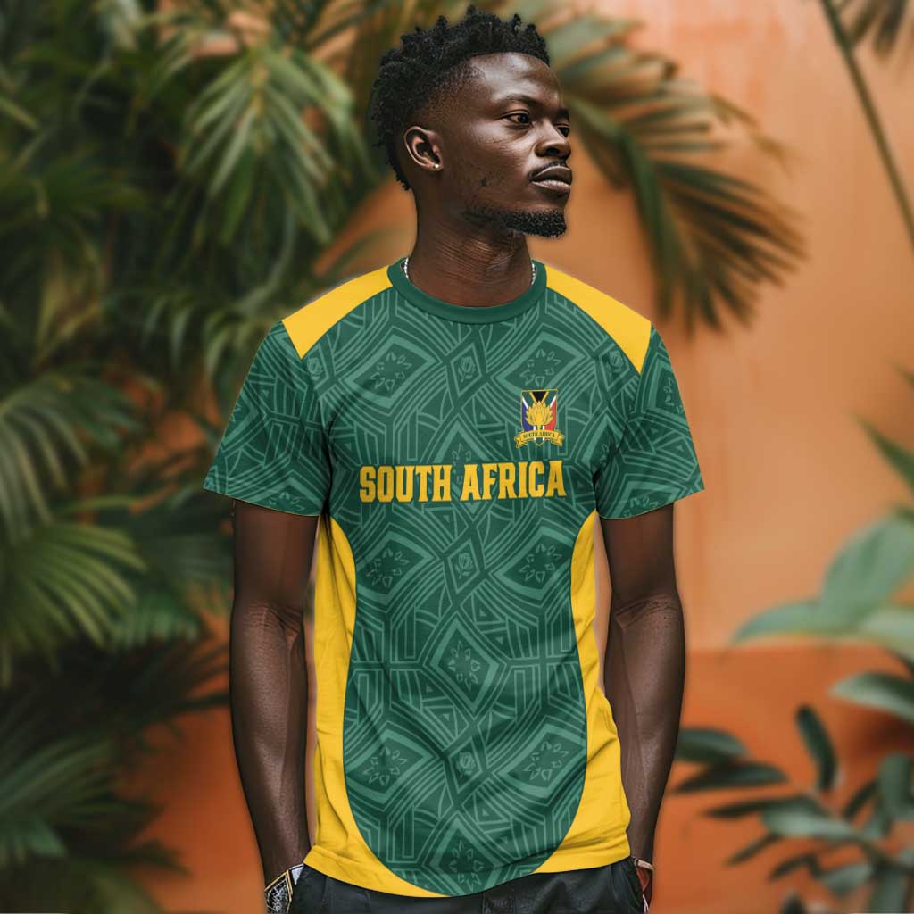 Custom South Africa Soccer T-Shirt Bafana Bafana Spirit African Pattern Graphic Tee
