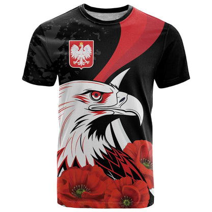 Personalized Poland Eagle T-Shirt Rzeczpospolita Polska Poppy Flower Graphic Tee