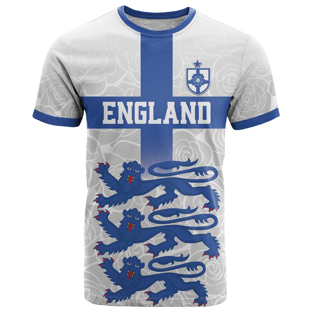 Custom England Fooball T-Shirt The Three Lions Blue Version Graphic Tee