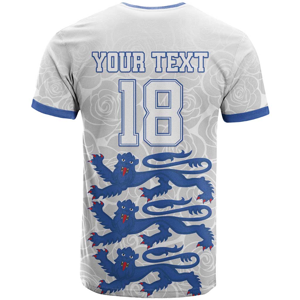 Custom England Fooball T-Shirt The Three Lions Blue Version Graphic Tee