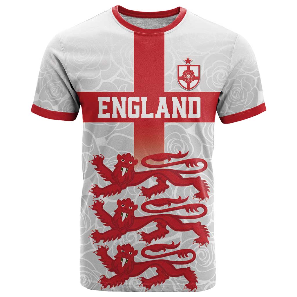 Custom England Fooball T-Shirt The Three Lions Red Version Graphic Tee