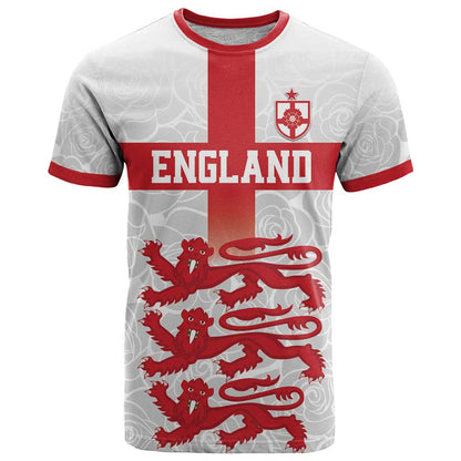 Custom England Fooball T-Shirt The Three Lions Red Version Graphic Tee