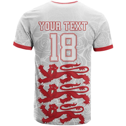 Custom England Fooball T-Shirt The Three Lions Red Version Graphic Tee