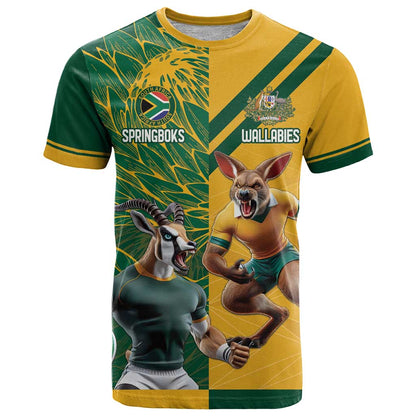 Personalized Rugby South Africa Australia T-Shirt Springboks Wallabies Mascot Go Champions Graphic Tee