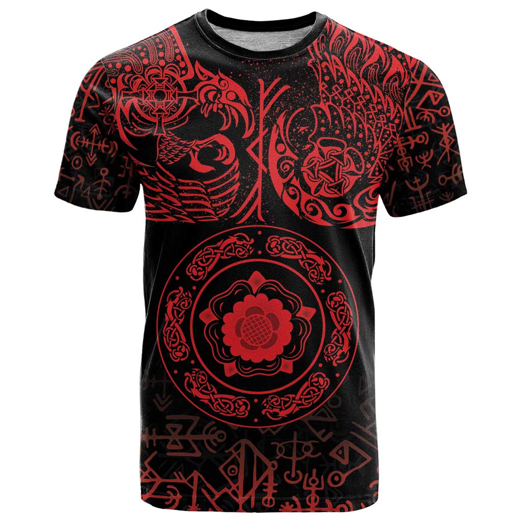 Viking Pride of Yorkshire T-Shirt Red Odins Ravens Nordic Graphic Tee