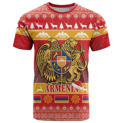 Armenia Christmas T-Shirt Coat Of Arms With Arevakhach Graphic Tee