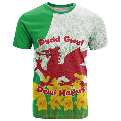 Saint Davids Day Welsh Dragon T-Shirt Dydd Gwyl Dewi Hapus Graphic Tee