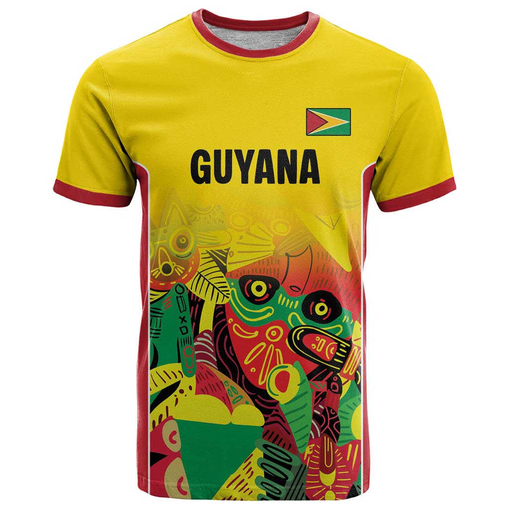 Custom Guyana Football T-Shirt Golden Jaguars Spirit - Yellow Graphic Tee