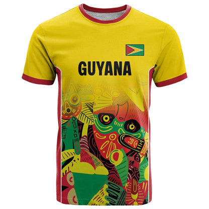 Custom Guyana Football T-Shirt Golden Jaguars Spirit - Yellow Graphic Tee