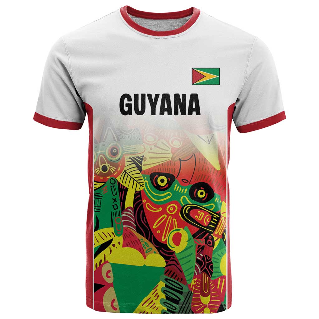 Custom Guyana Football T-Shirt Golden Jaguars Spirit - White Graphic Tee