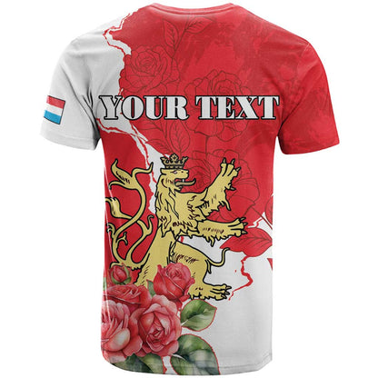 Personalized Luxembourg Goldcrest Regulus T-Shirt Red Roses Graphic Tee