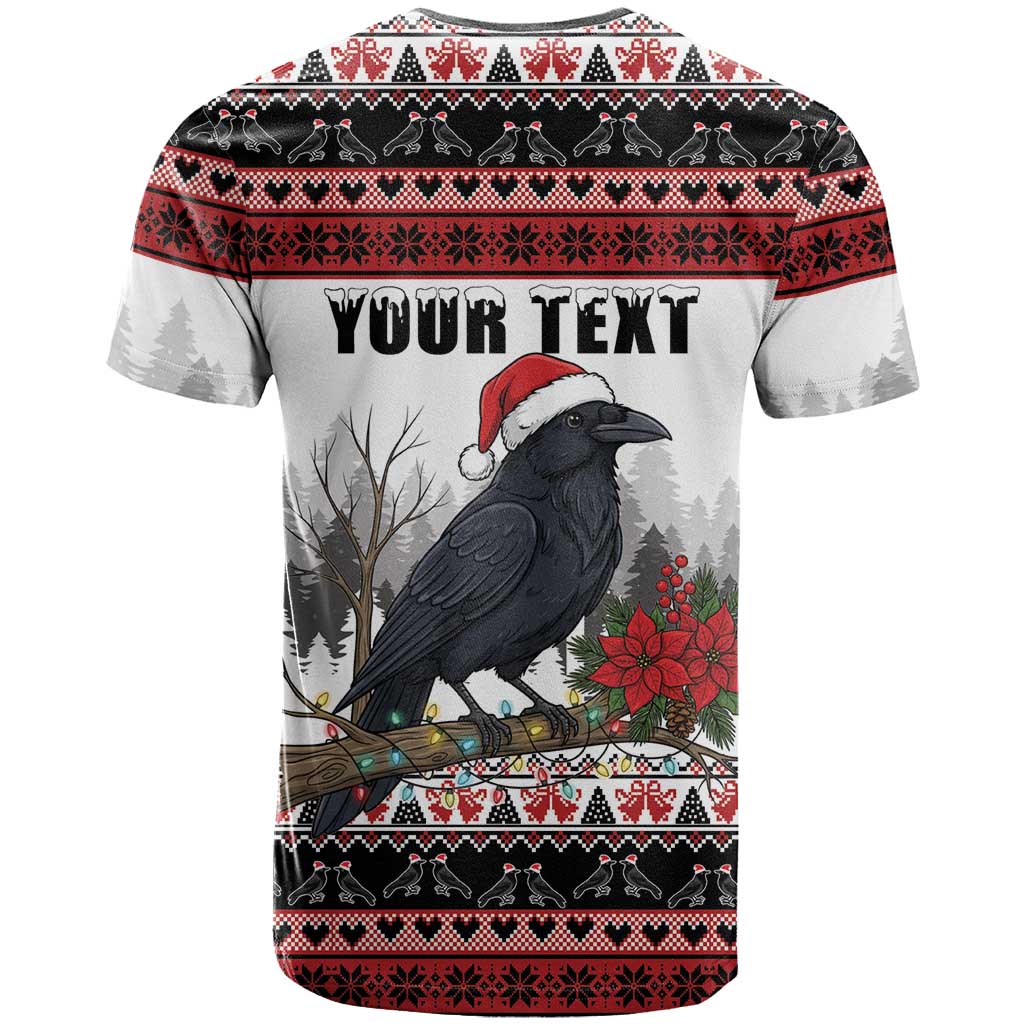 F Caw F Christmas Raven Personalized T-Shirt Holiday Crow Festive Graphic Tee