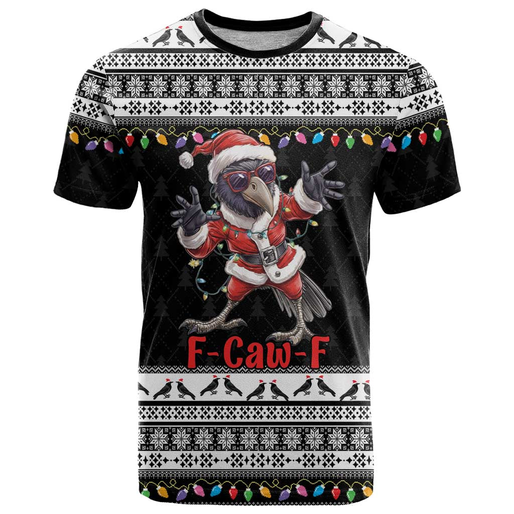 F Caw F Raven Christmas T-Shirt Funny Santa Crow Graphic Tee