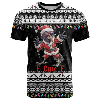 F Caw F Raven Christmas T-Shirt Funny Santa Crow Graphic Tee