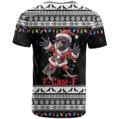 F Caw F Raven Christmas T-Shirt Funny Santa Crow Graphic Tee
