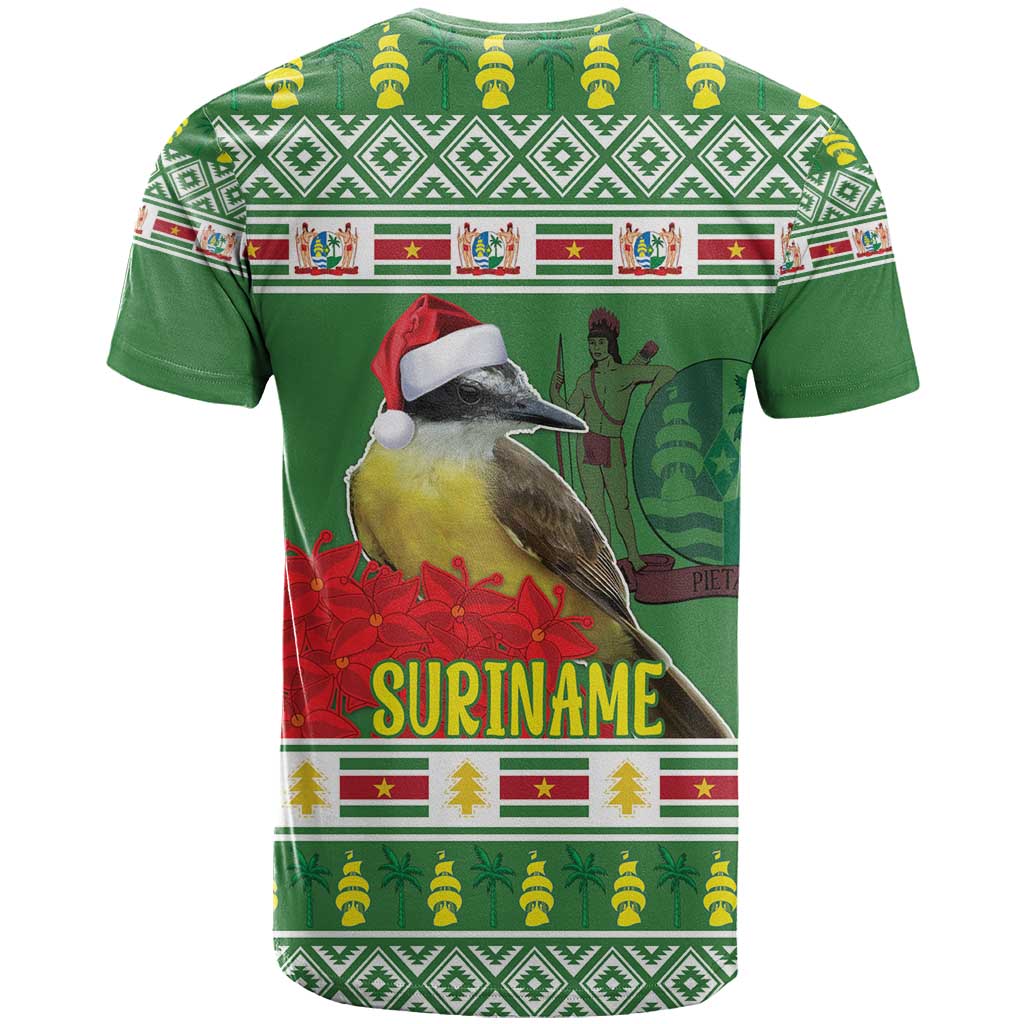 Suriname Christmas T-Shirt Lesser Kiskadee With White Jungle Geranium Graphic Tee