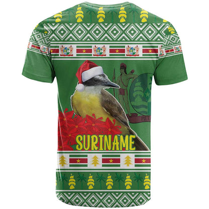 Suriname Christmas T-Shirt Lesser Kiskadee With White Jungle Geranium Graphic Tee