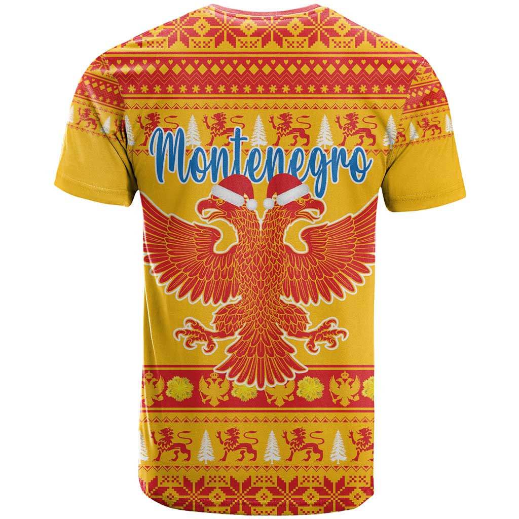 Montenegro Christmas T-Shirt Double-headed Eagle With Christmas Pattern Graphic Tee